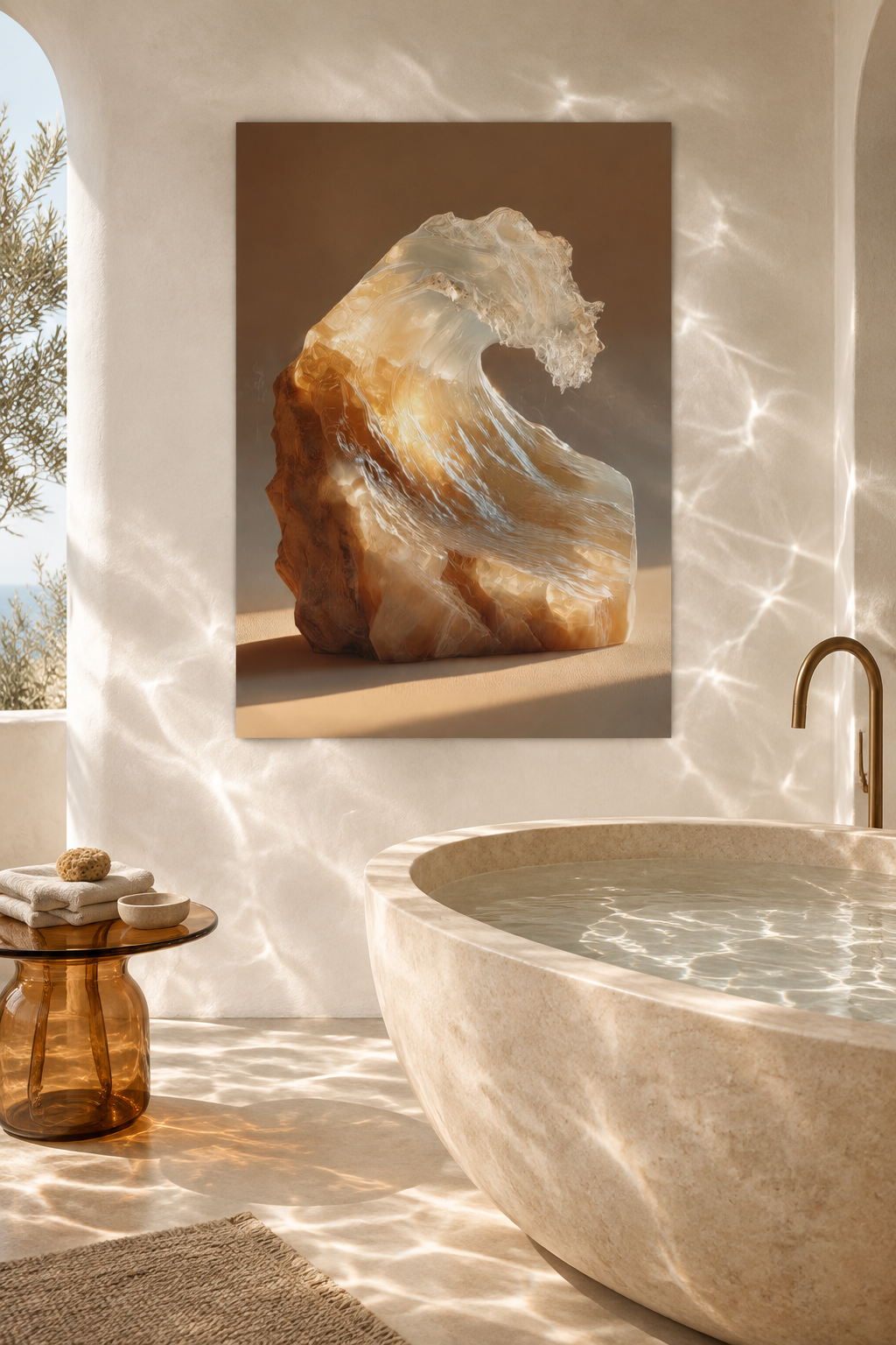 De Kwartsgolf in een minerale badkamer