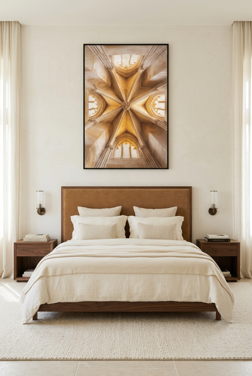 La Voûte Dorée — poster in zwarte lijst in een slaapkamer