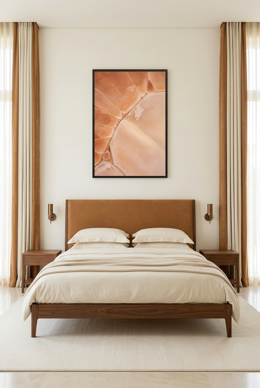 Lac de Sel Rose — poster com moldura preta num quarto