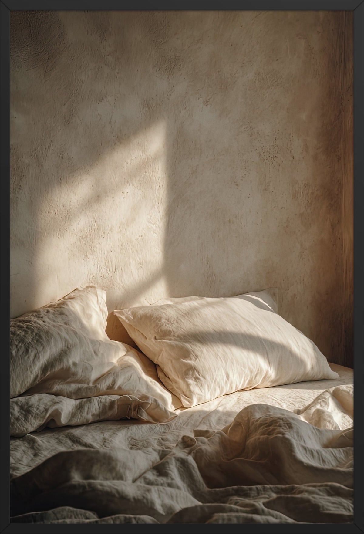 Dawn on the Linen — poster in a black frame, front view