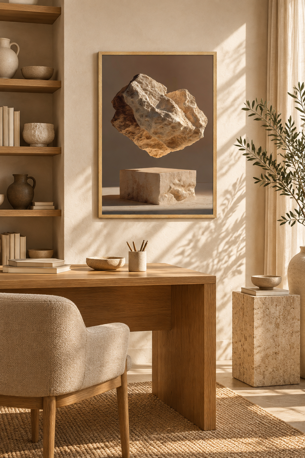 Il Blocco Senza Peso con cornice in rovere in uno studio