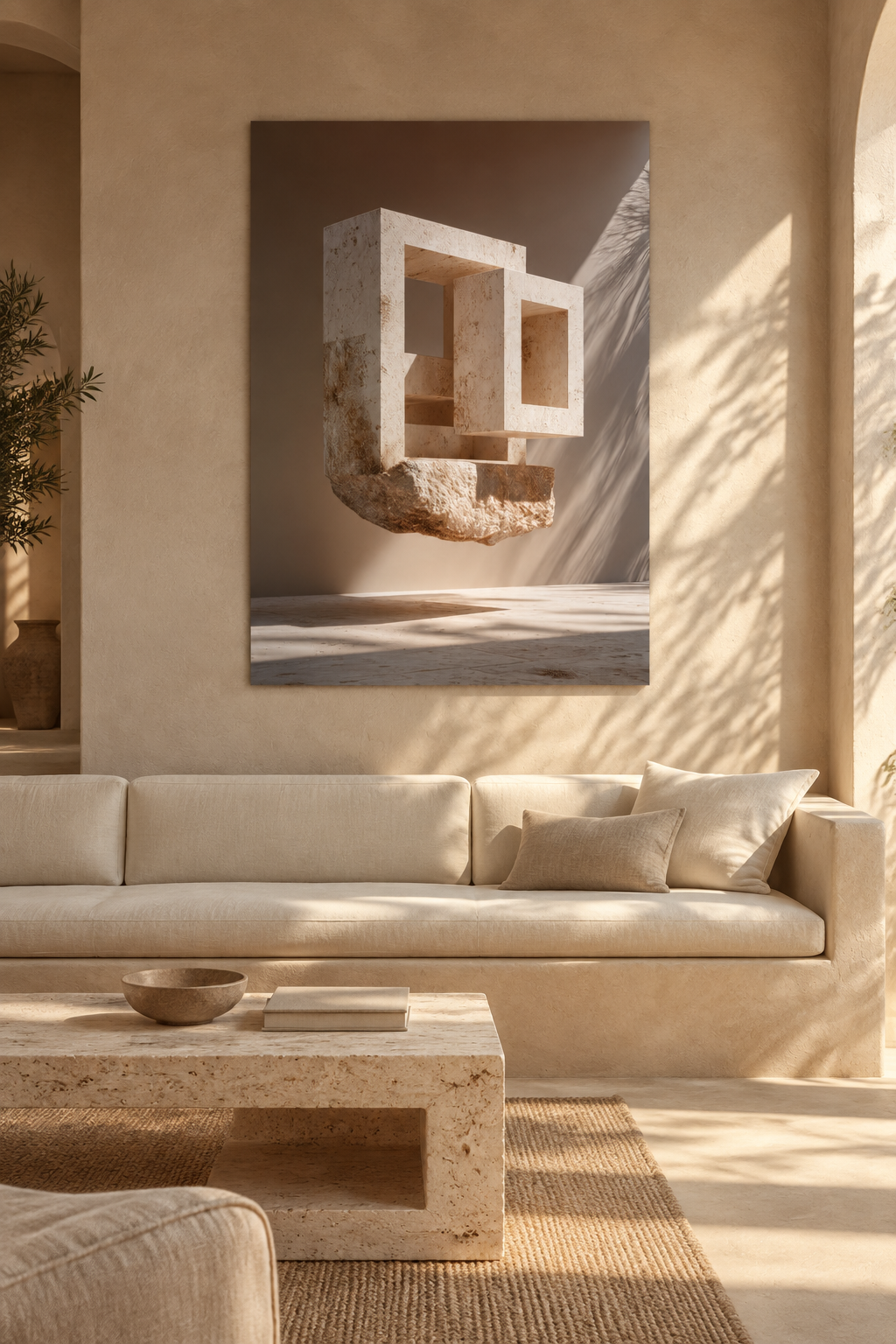 The Hollowed Block in a Mediterranean living room