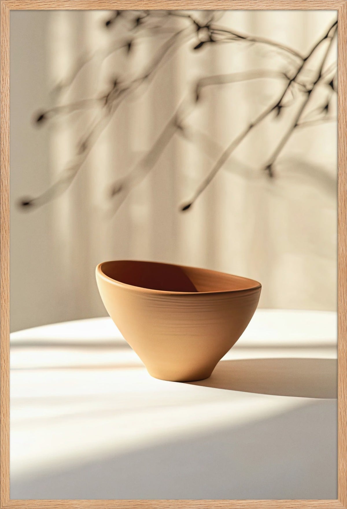 Die irdene Schale — gerahmt in massiver Eiche, 61 × 91 cm