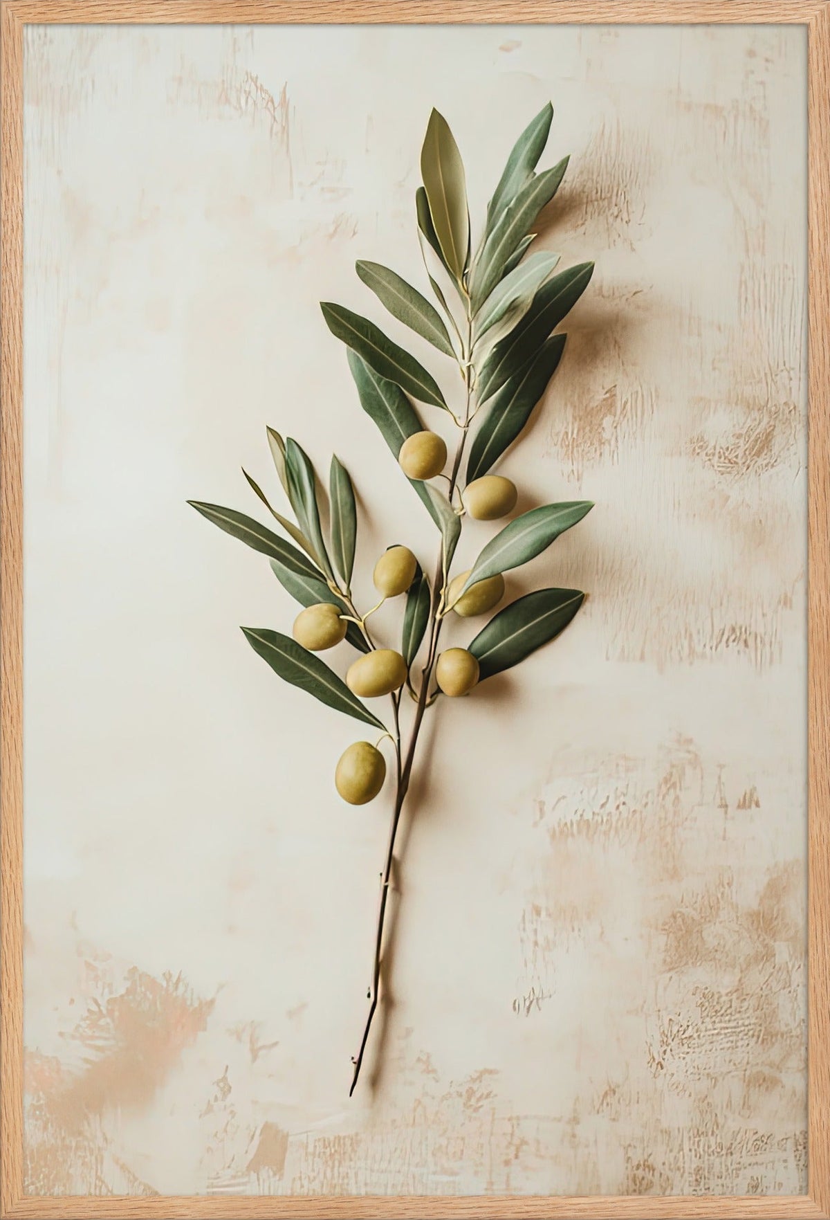 Il Rametto con le Olive — con cornice in rovere massello, 61 × 91 cm