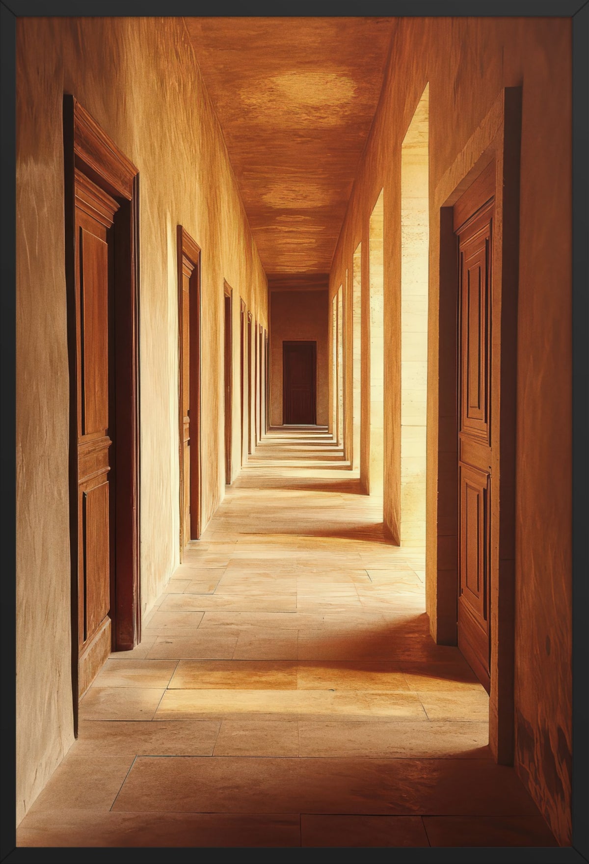 The Hallway — poster in a black frame, front view