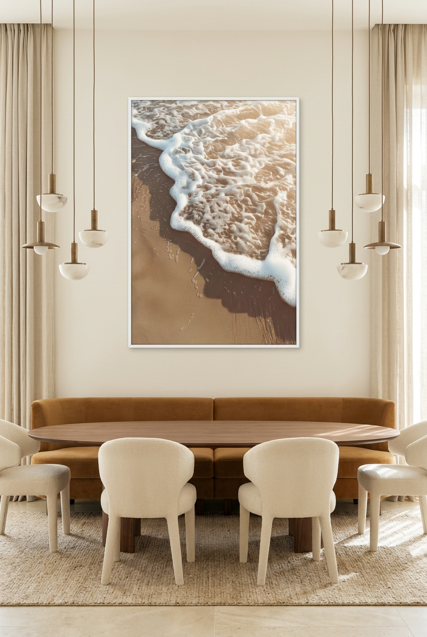 Le Déferlement — poster in a white frame in a dining room