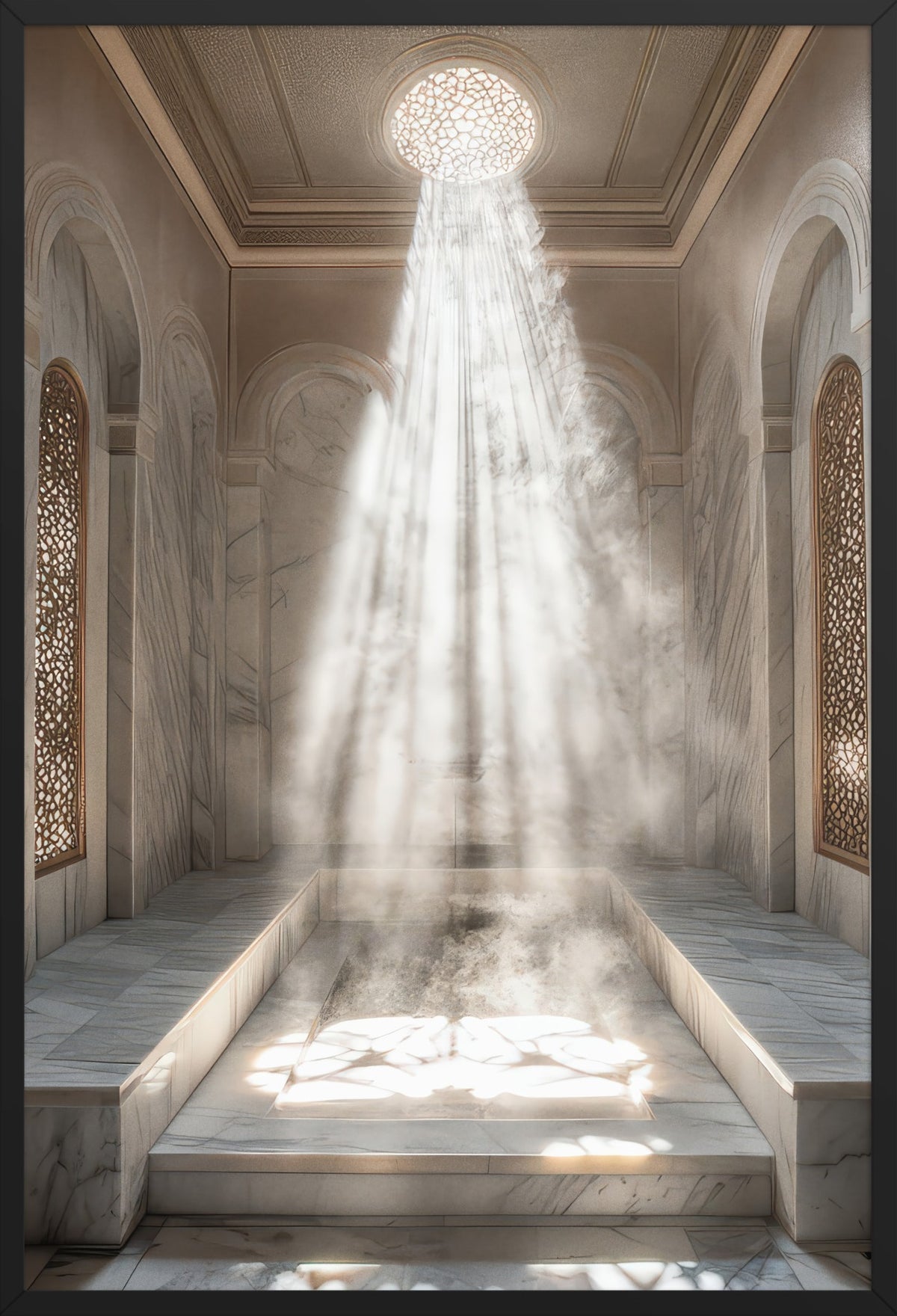 The Hammam — poster in a black frame, front view