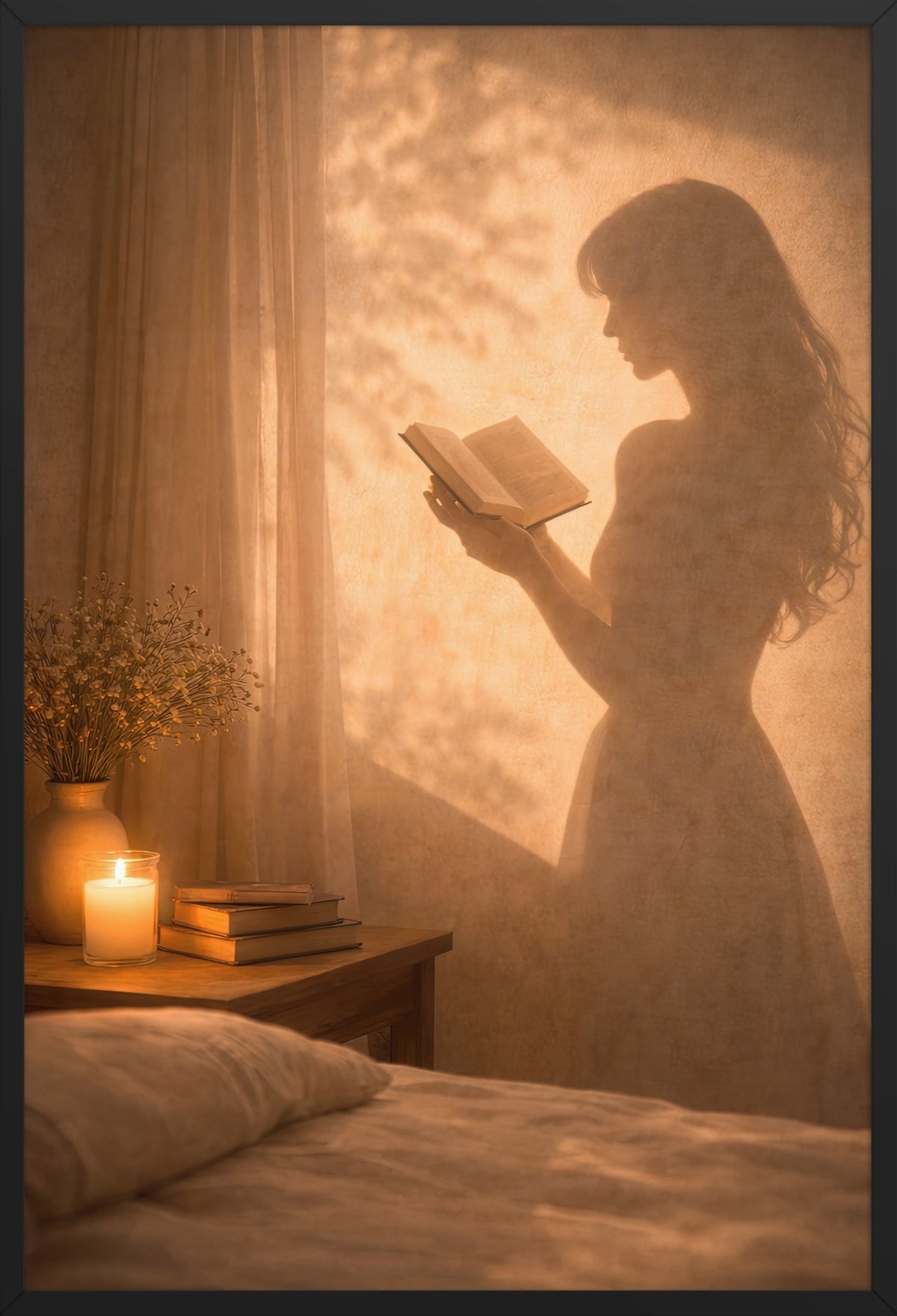 The Evening Book — poster in a black frame, front view