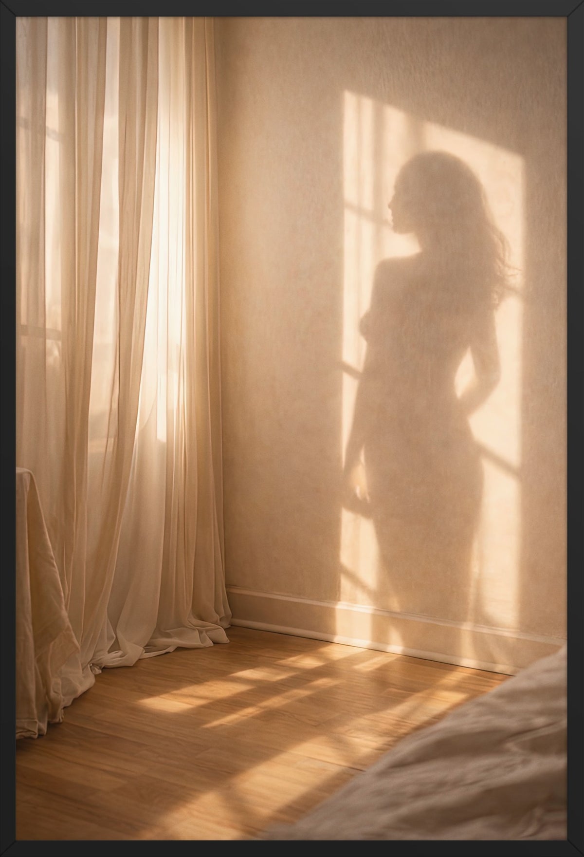 The Golden Veil — poster in a black frame, front view
