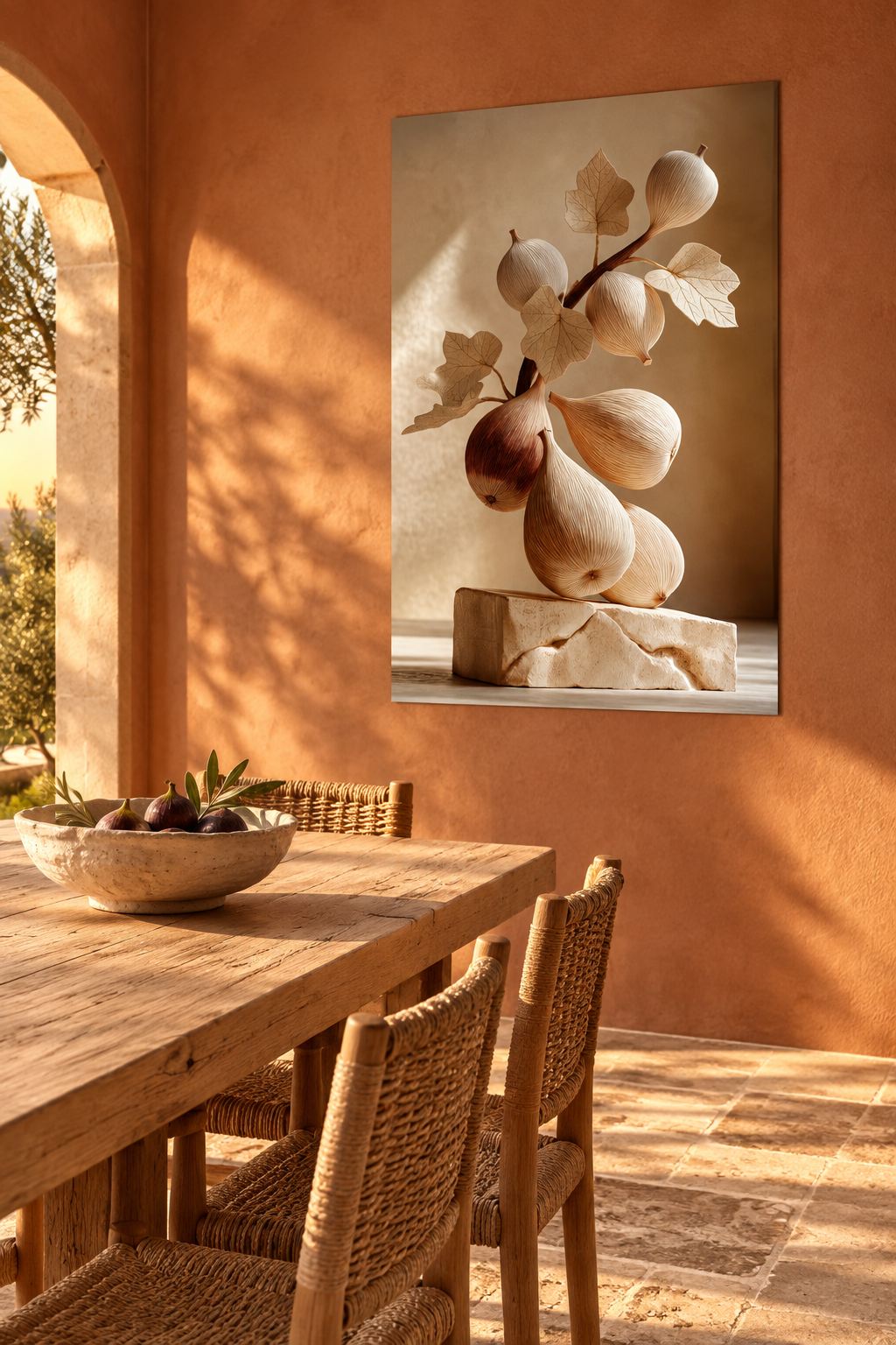 I Fichi di Pietra in una sala da pranzo terracotta