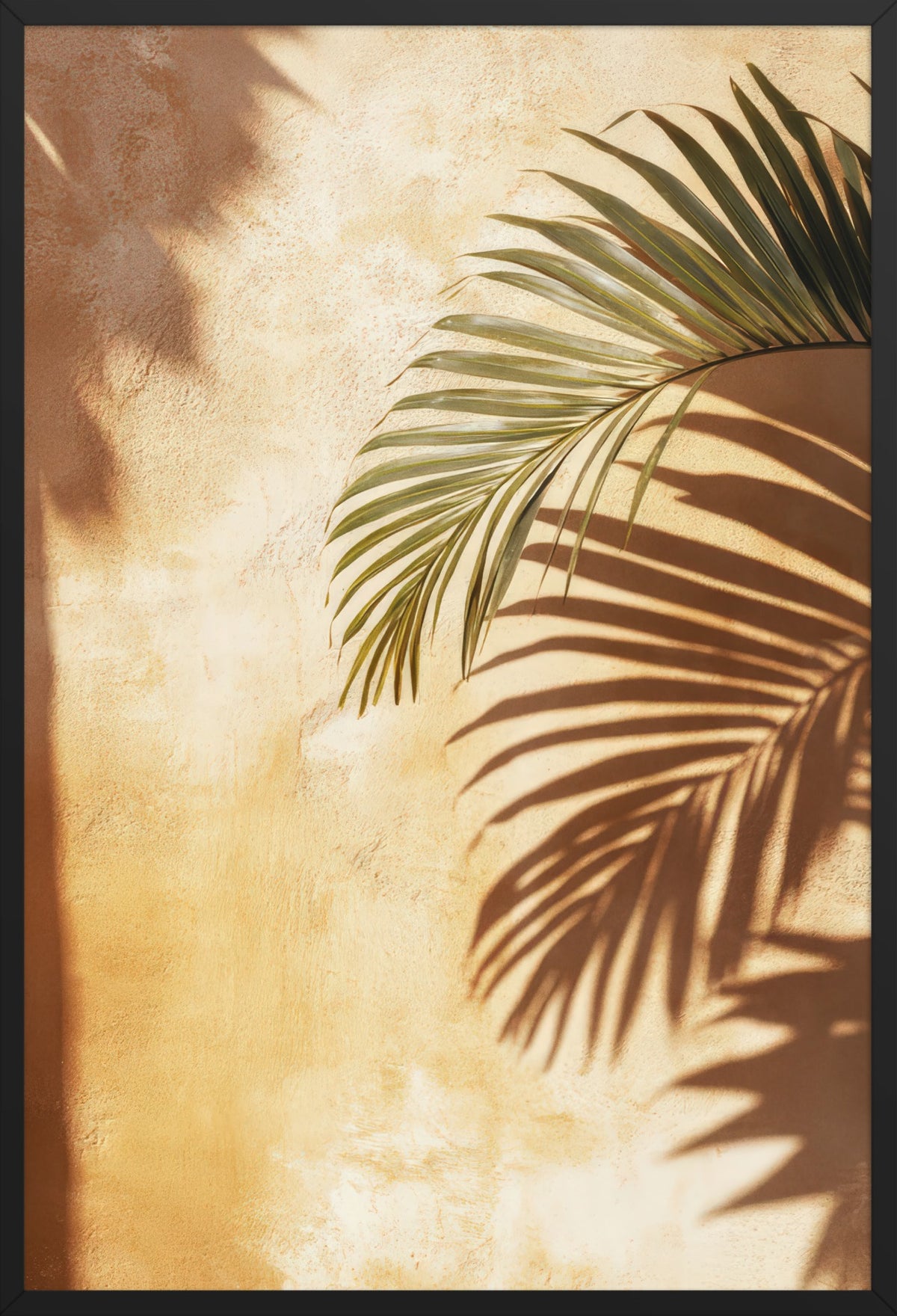 Ochre Palm Shadow — poster in a black frame, front view