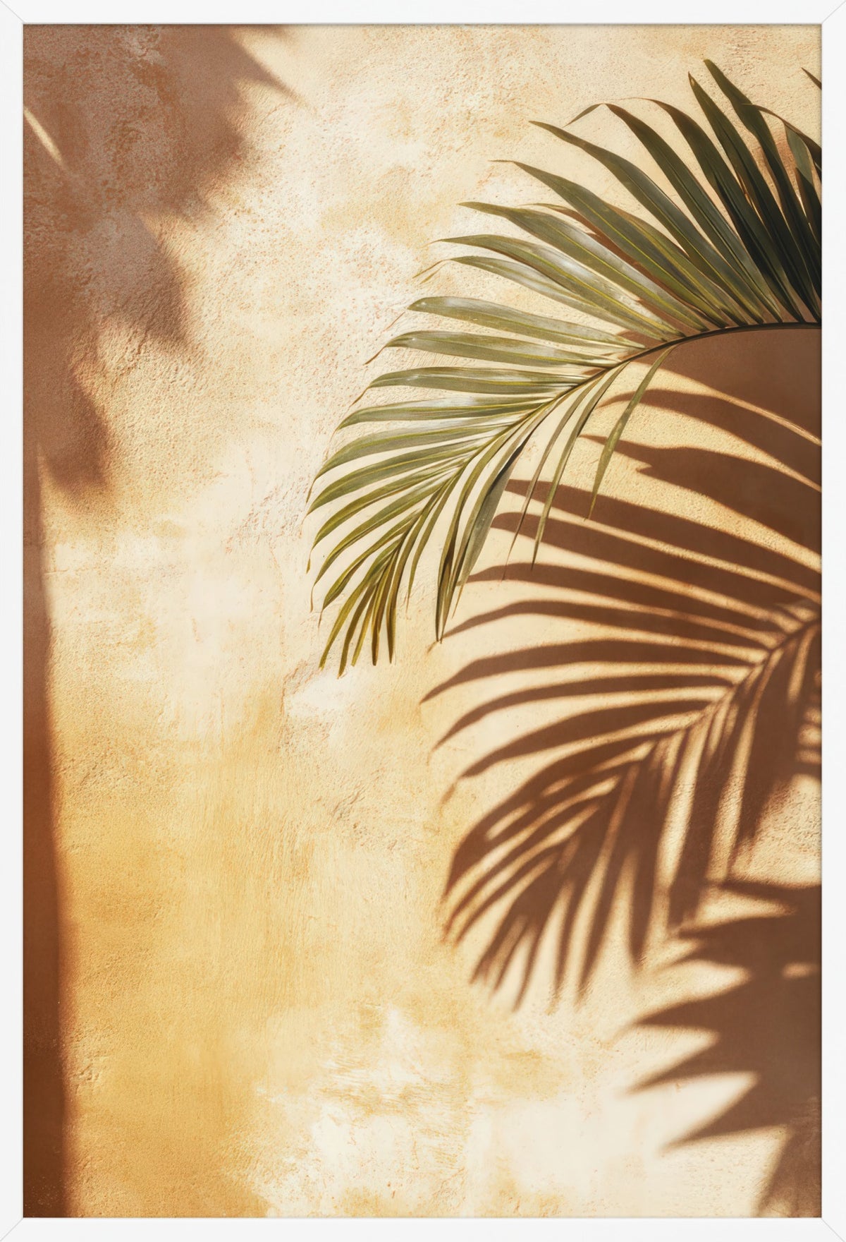 Ochre Palm Shadow — poster in a white frame, front view