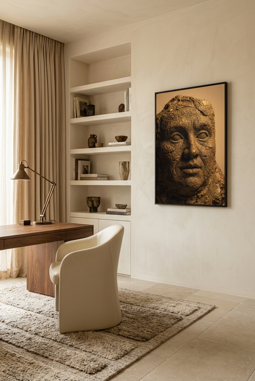Stone Soul — poster in a black frame in a home office