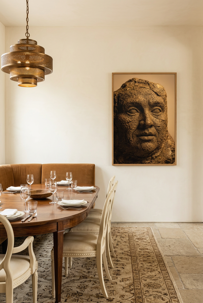 Stone Soul — poster in an oak frame in a dining room