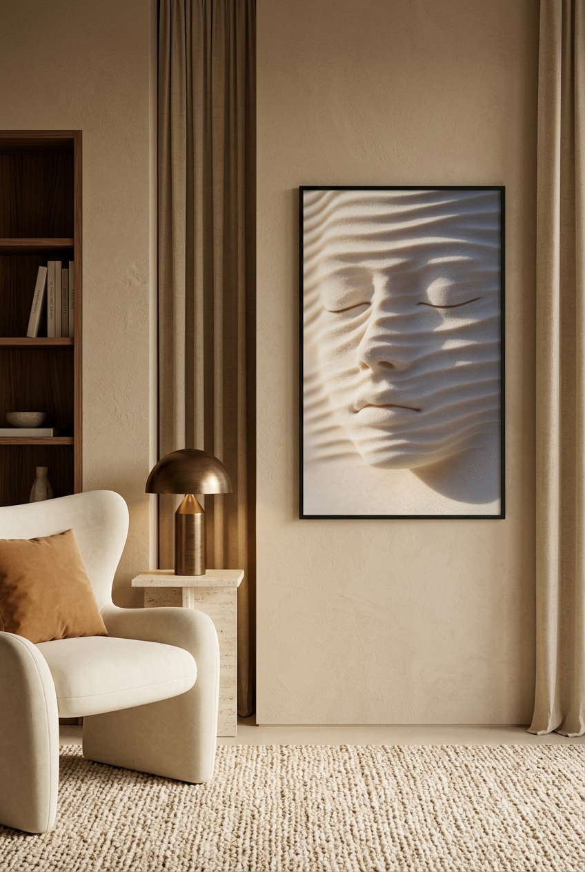 Sand Soul — poster in a black frame in a living room