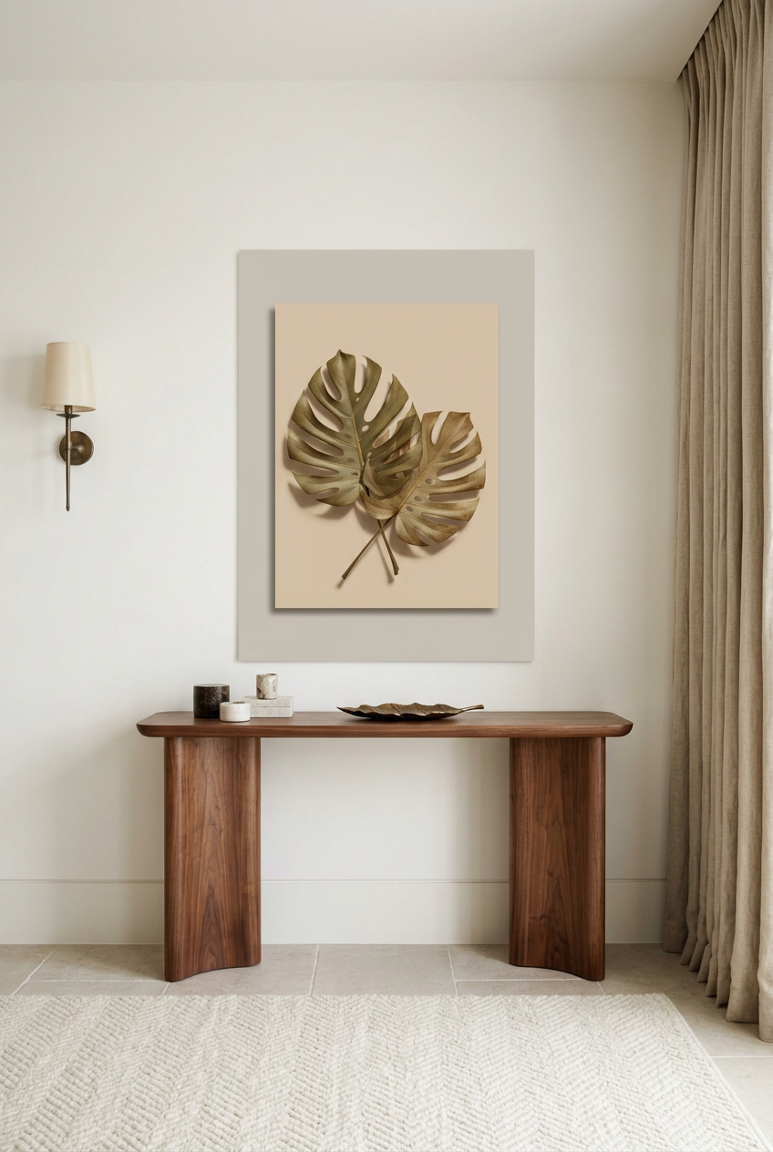 Gouden Monstera — poster in een hal