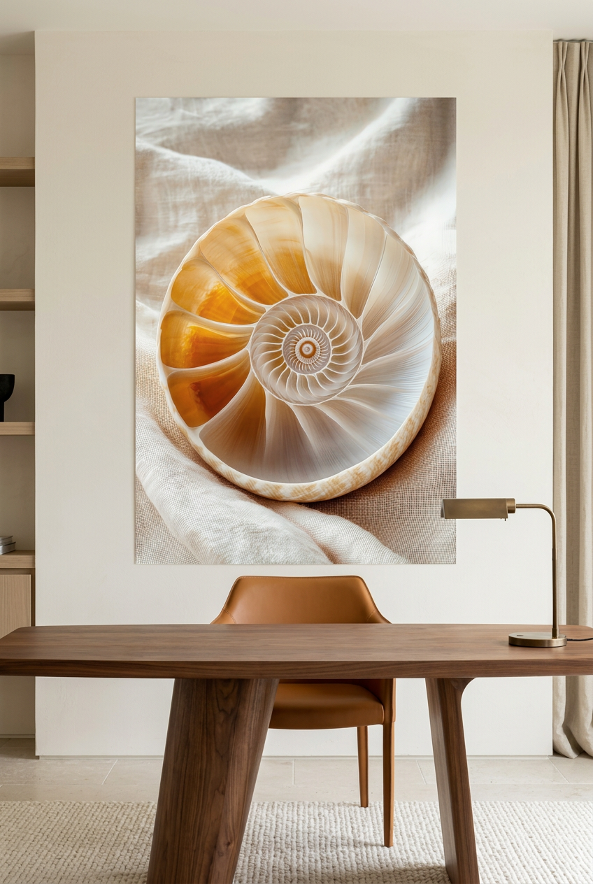 Gyllene Nautilus — affisch utan ram i ett arbetsrum
