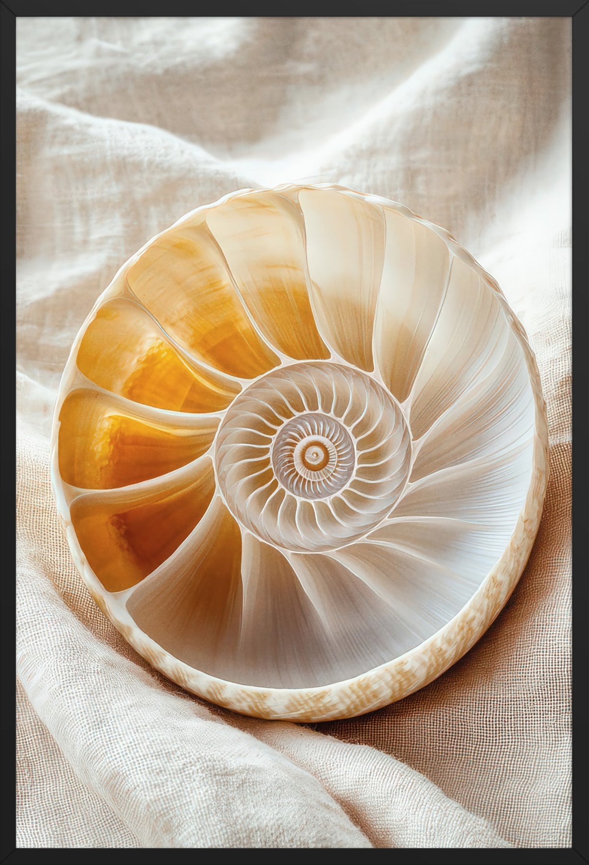 Golden Nautilus — poster in a black frame, front view
