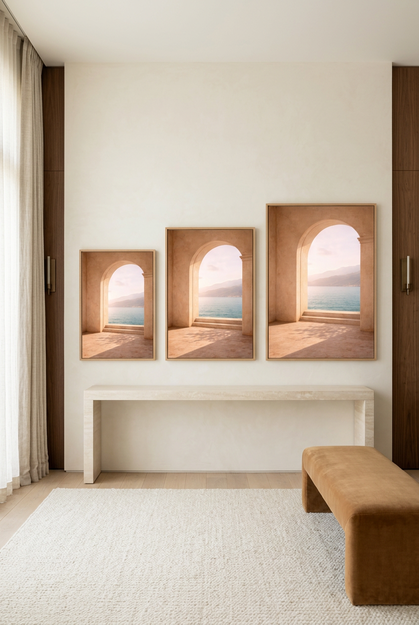 Opening naar de Horizon — drie formaten van de poster in eikenhouten lijst