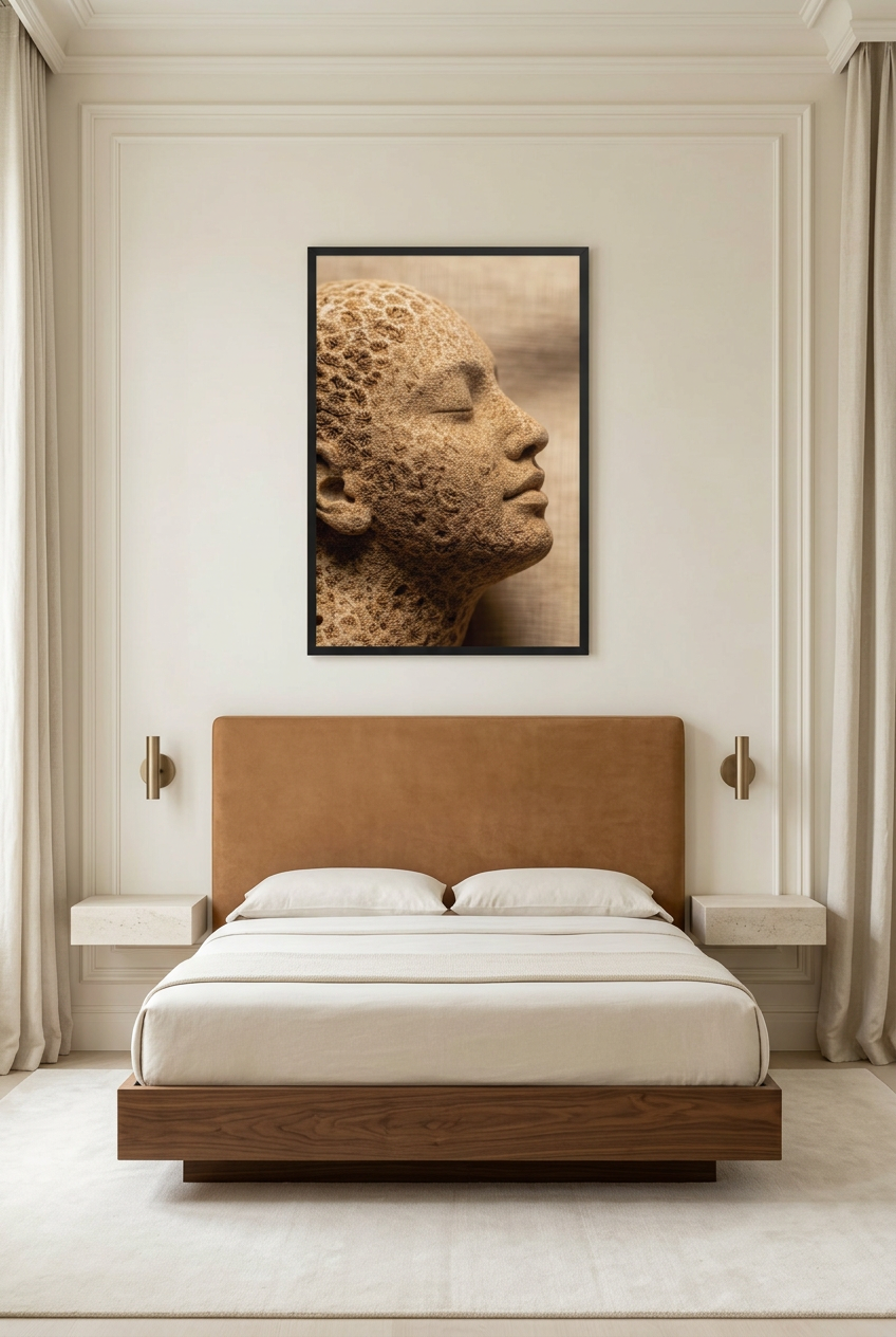Coral Skin — poster in a black frame in a bedroom