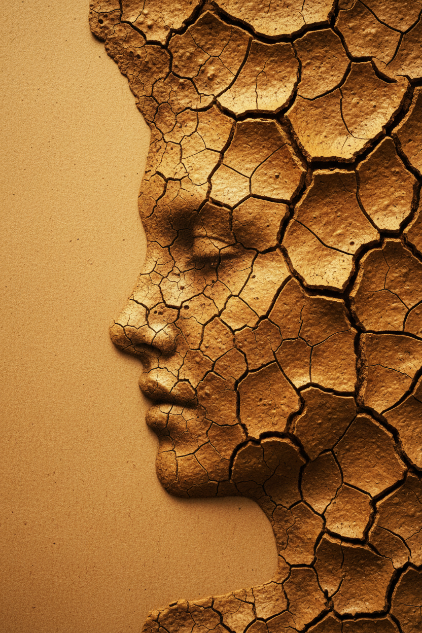 Visage d’Argile — Affiche murale minimaliste terracotta et beige visage abstrait