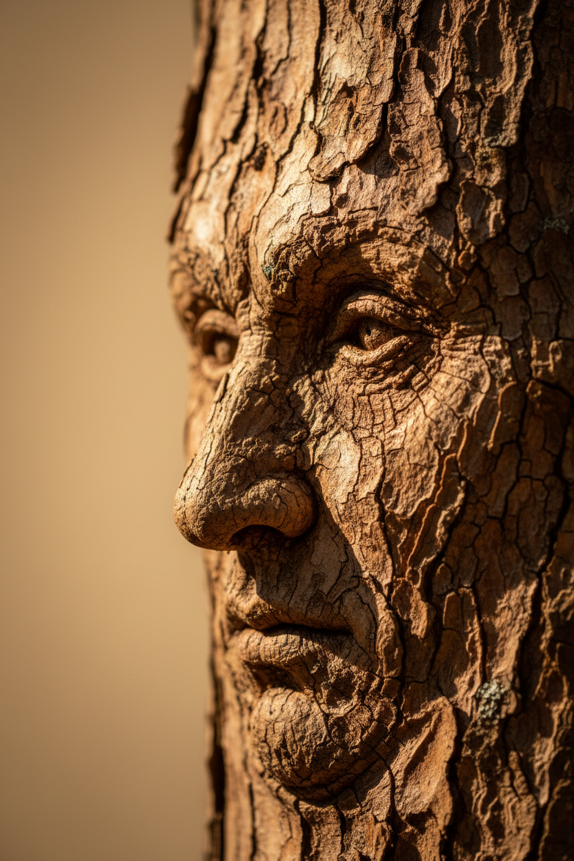 L’Ancien — Affiche murale minimaliste gris et beige visage abstrait