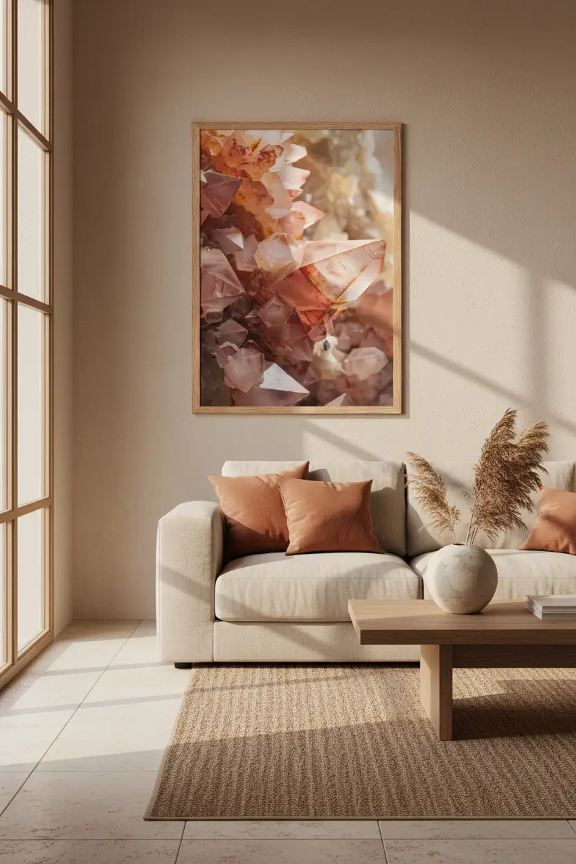 Quartz Rose — Affiche Murale Minimaliste Rose Terracotta Minéraux — affiche murale minimaliste | Cassili-home