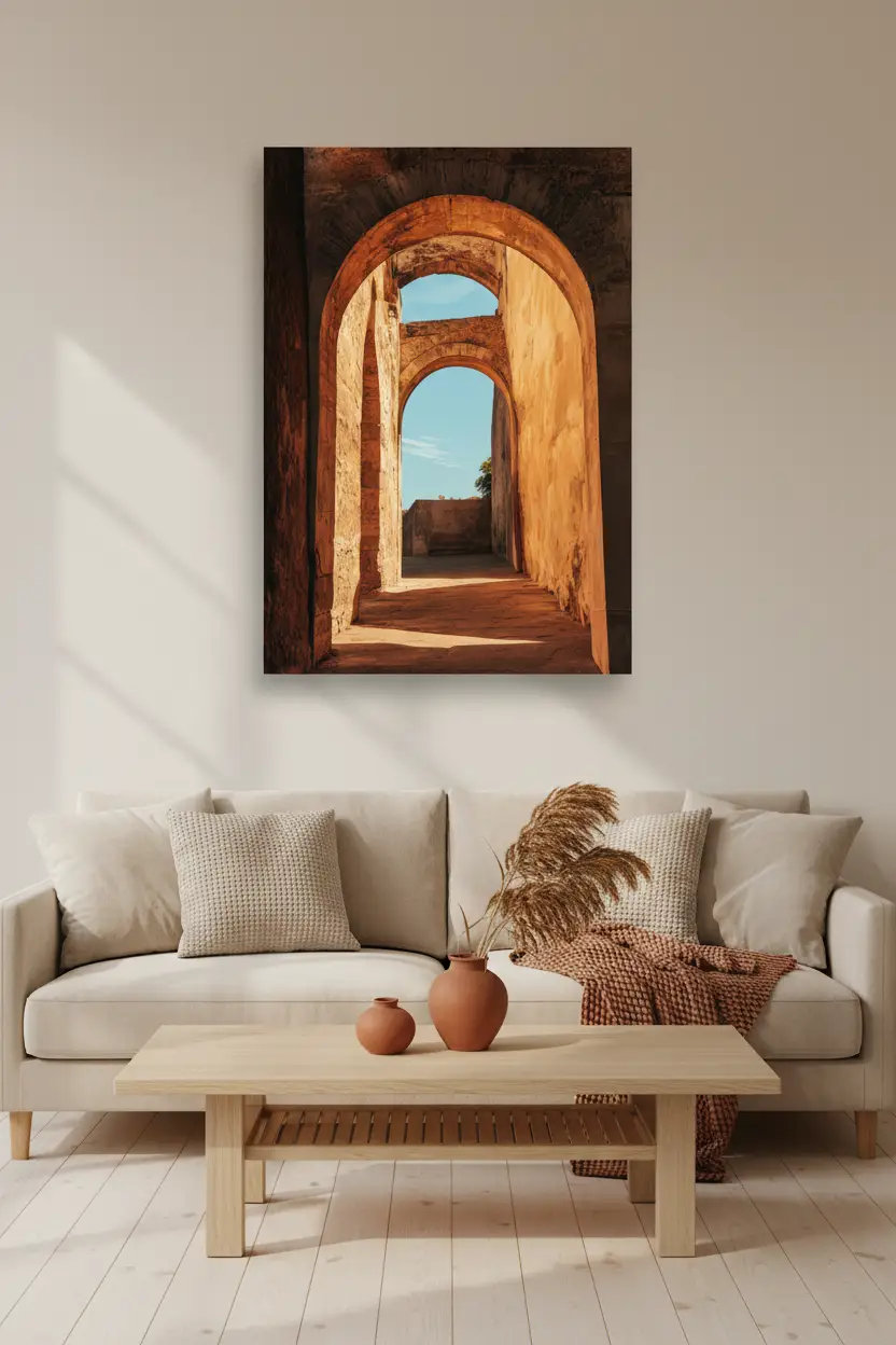Les Arches du Soleil — Affiche murale minimaliste ocre lumière — affiche murale minimaliste | Cassili-home
