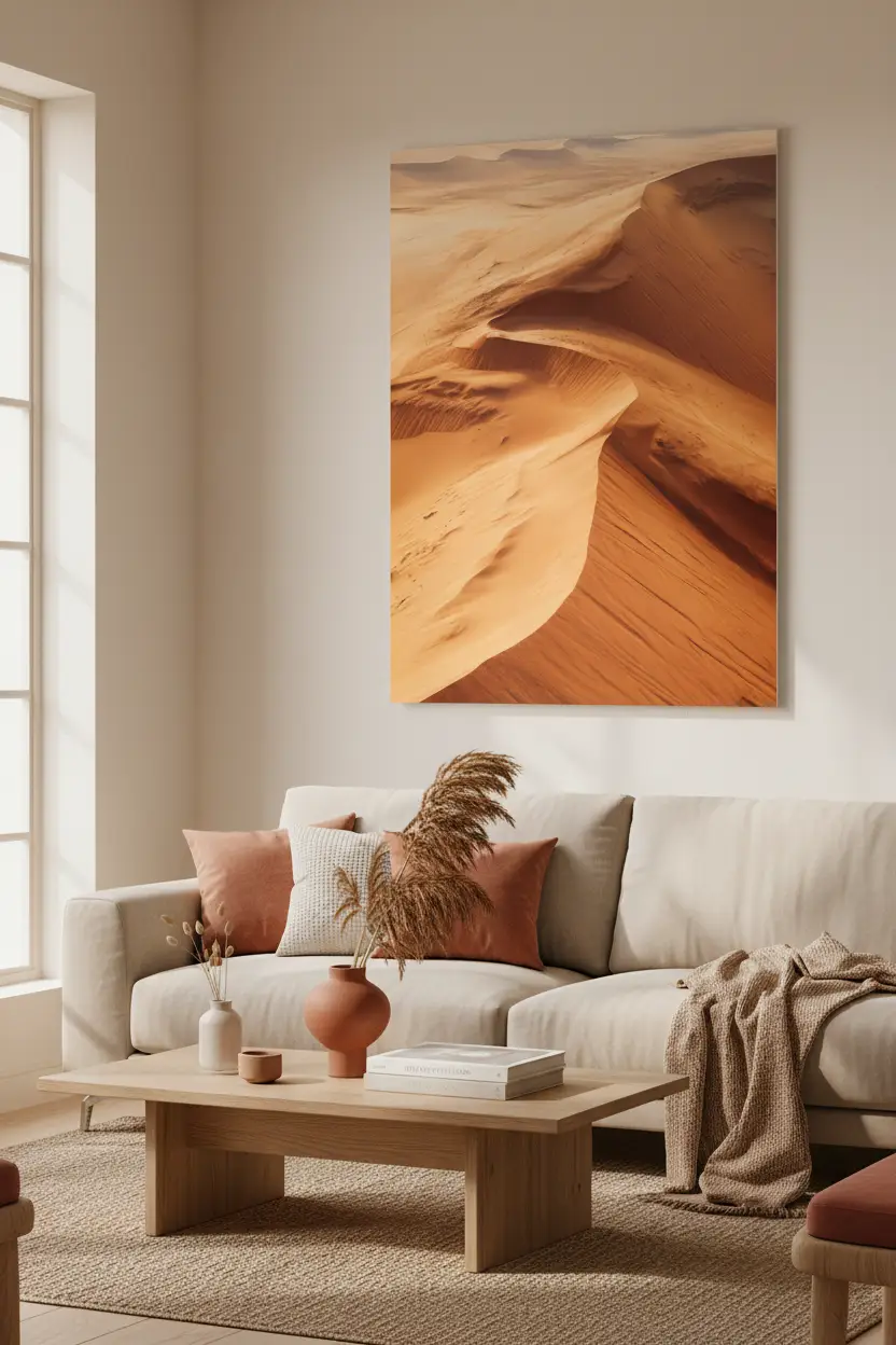 Les Crêtes du Sahara — Affiche murale minimaliste terracotta désert — affiche murale minimaliste | Cassili-home