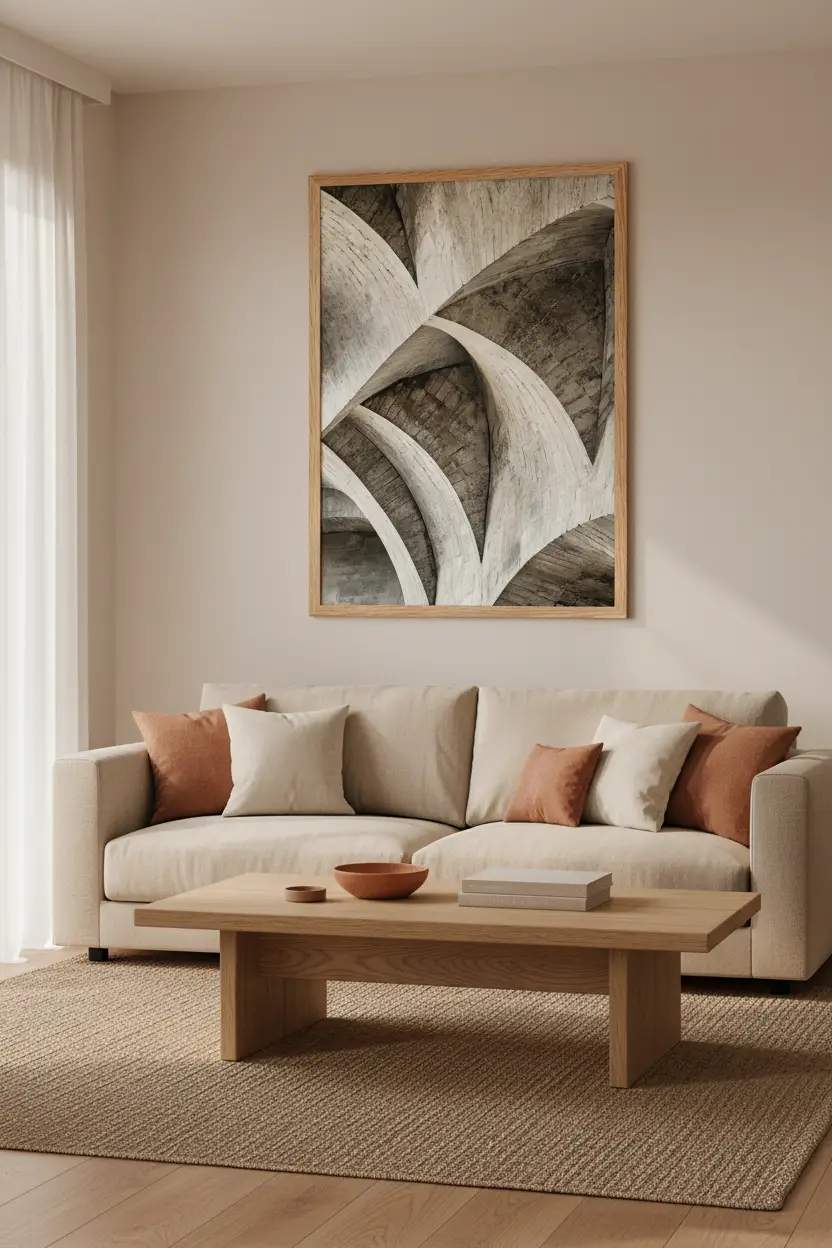 La Spirale de Béton — Affiche murale minimaliste gris taupe texture minérale — affiche murale minimaliste | Cassili-home