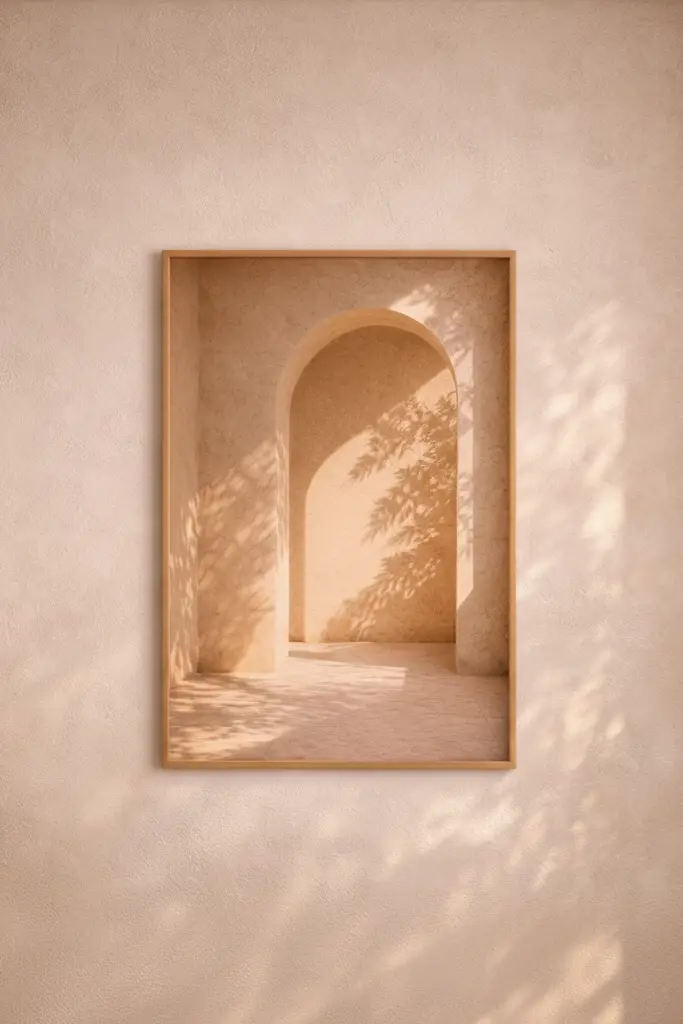 Arche Solaire — Affiche Murale Minimaliste Beige Architecture Méditerranéenne Et Lumière — affiche murale minimaliste | Cassili-home