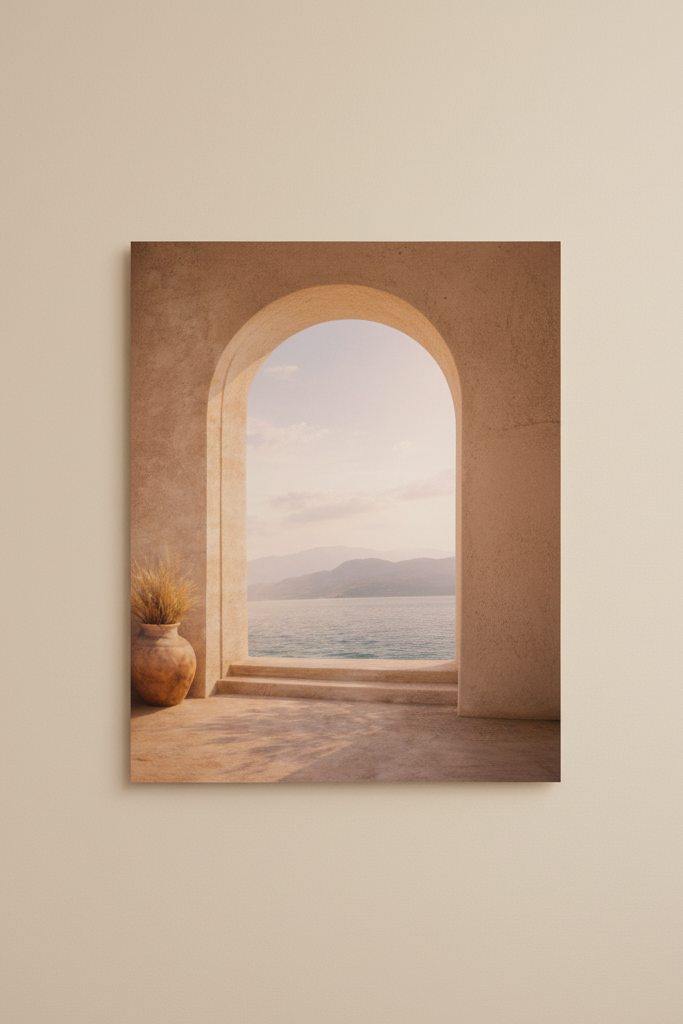Arche Méditerranéenne — Minimalistisk väggaffisch beige arkitektur