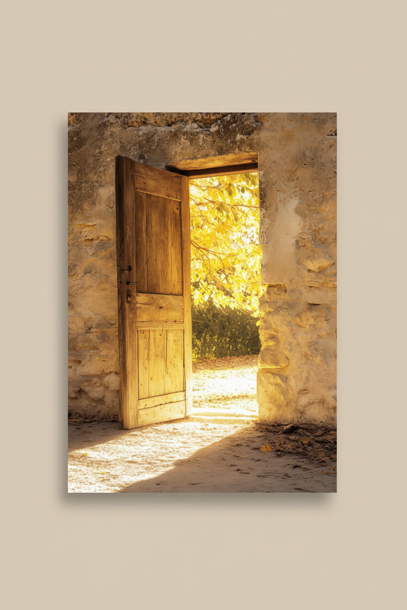 Seuil de Lumière — Affiche Murale Minimaliste Or Beige Lumière — affiche murale minimaliste | Cassili-home