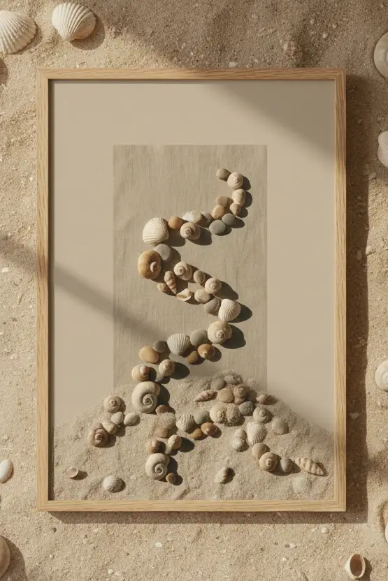 Spirale de Coquillages — Affiche murale minimaliste beige inspiration marine et nature — affiche murale minimaliste | Cassili-home