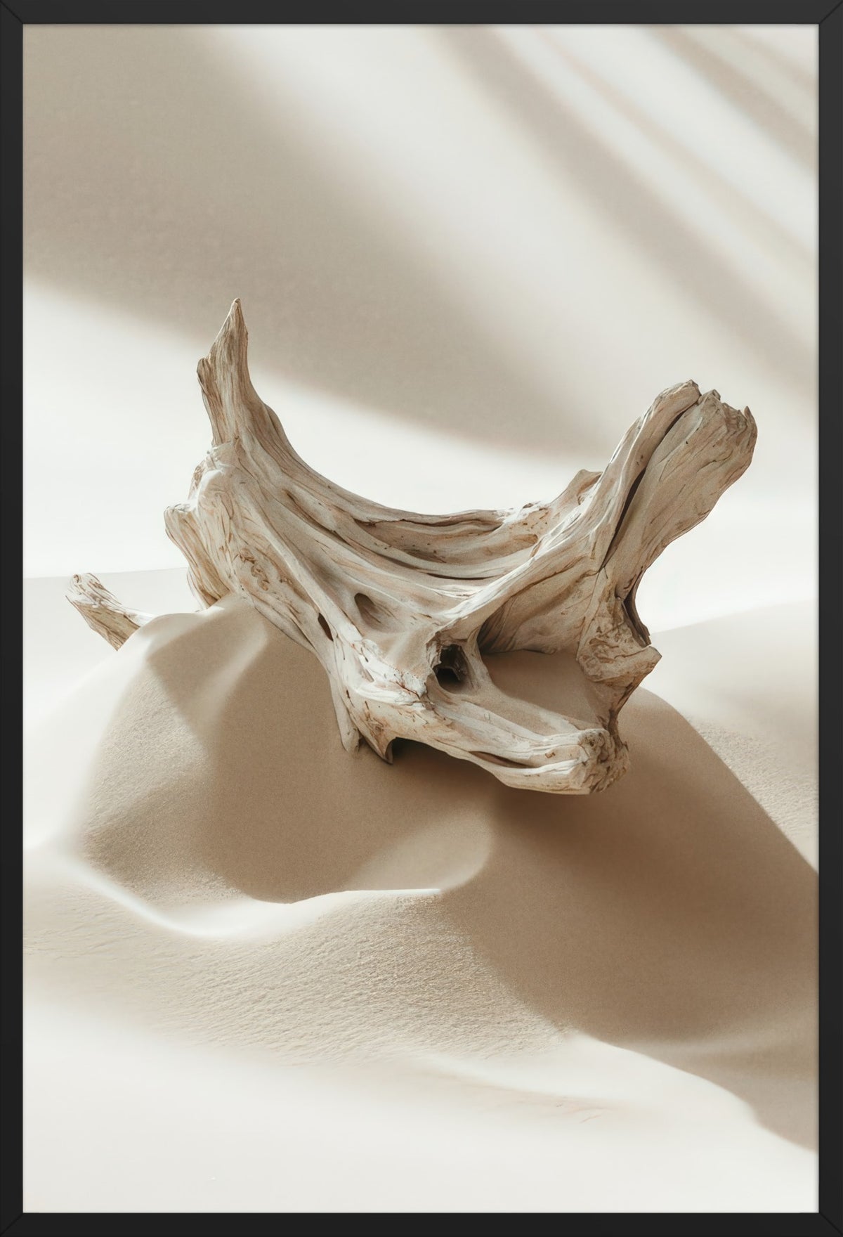 Whitewashed Log — poster in a black frame, front view