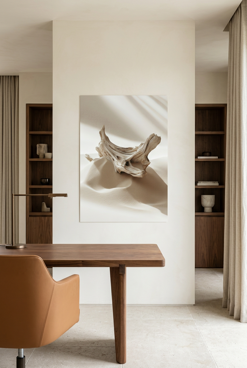 Whitewashed Log — unframed poster in a home office
