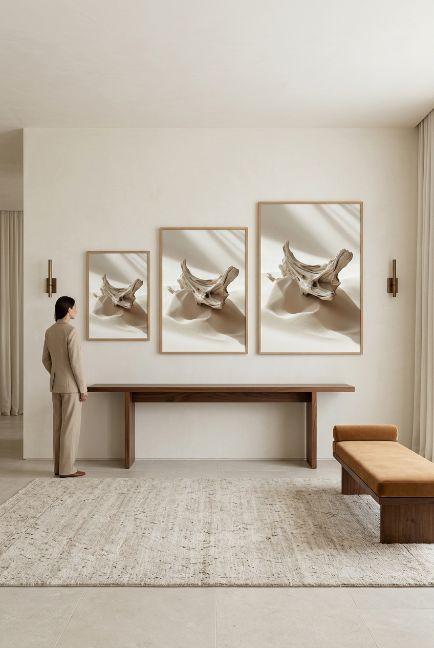 Tronco Sbiancato — tre formati del poster con cornice in rovere