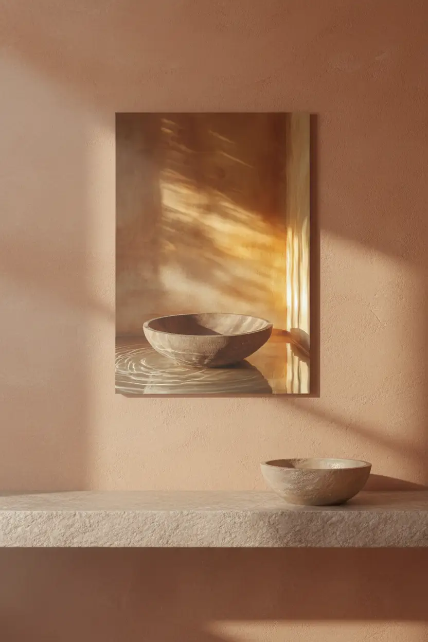 Bol d'Or — Minimalist terracotta bowl clay light wall art