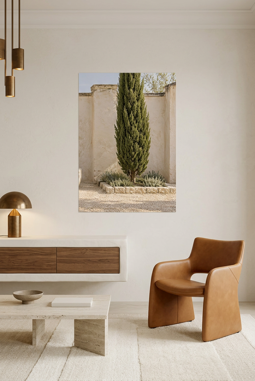 The Lone Cypress — unframed poster in a living room