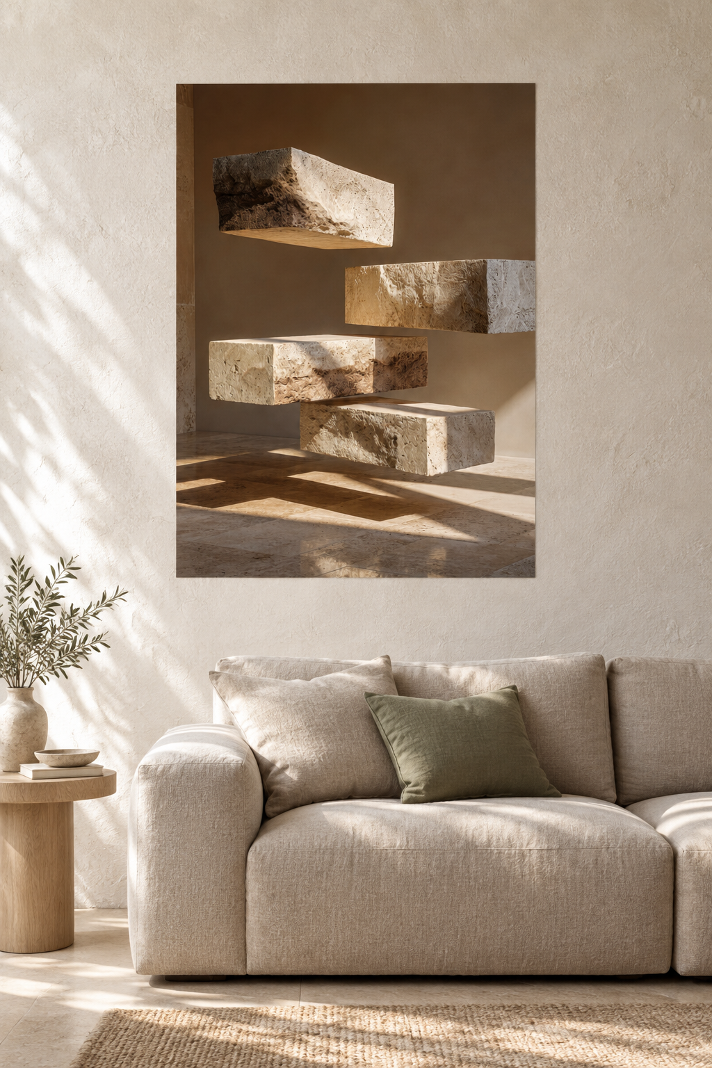 Die Schwebenden Blöcke in einem mediterranen Wohnzimmer