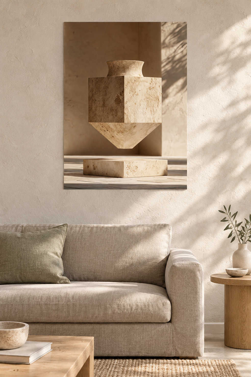 De Geometrische Urn in een mediterrane woonkamer