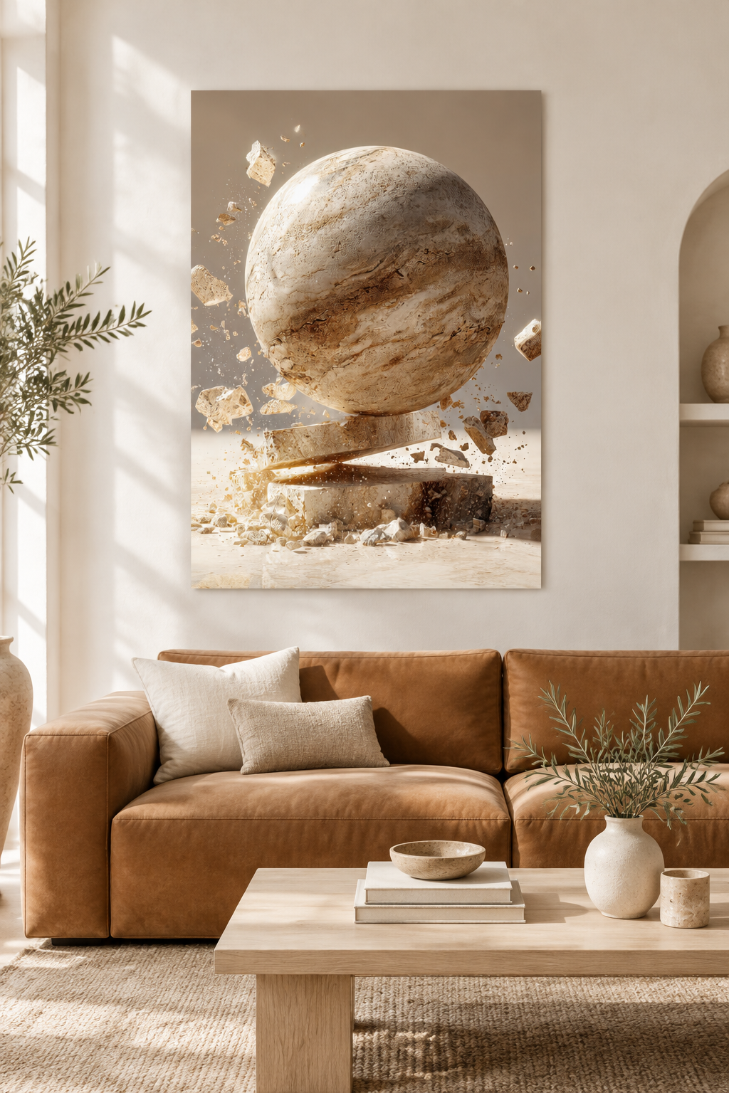 The Sphere and the Shard in a Mediterranean living room