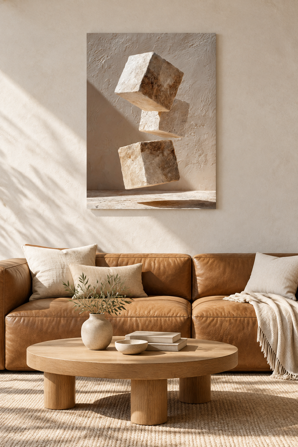 The Three Cubes in a Mediterranean living room