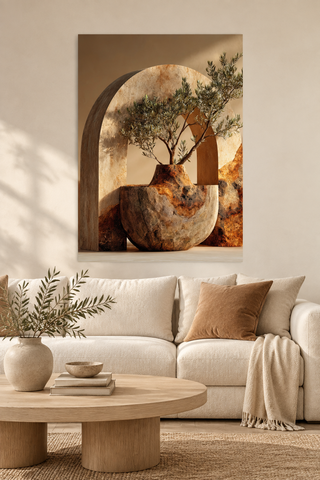 The Olive Tree in the Bowl in a Mediterranean living room
