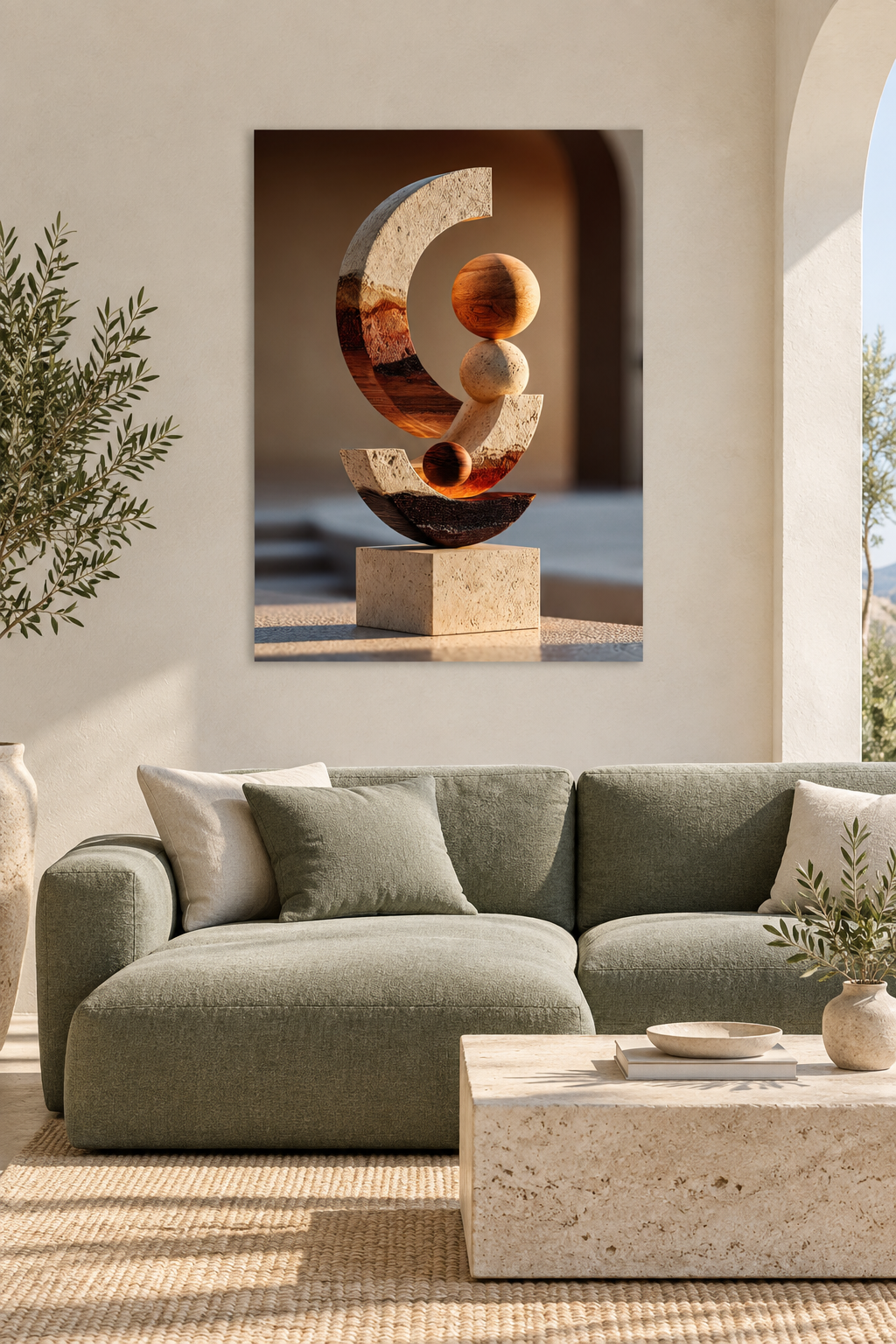 The Crescent Totem in a Mediterranean living room