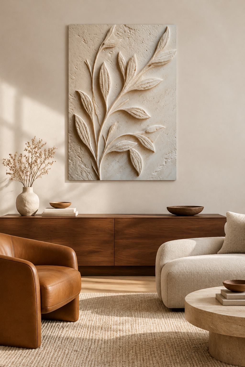 Das weiße Geäst in einem mediterranen Wohnzimmer