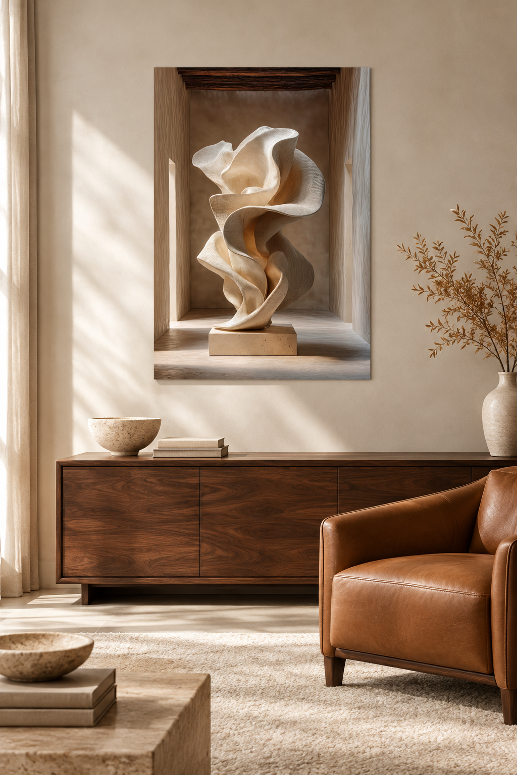 Het Ivoorkleurige Doek in een mediterrane woonkamer