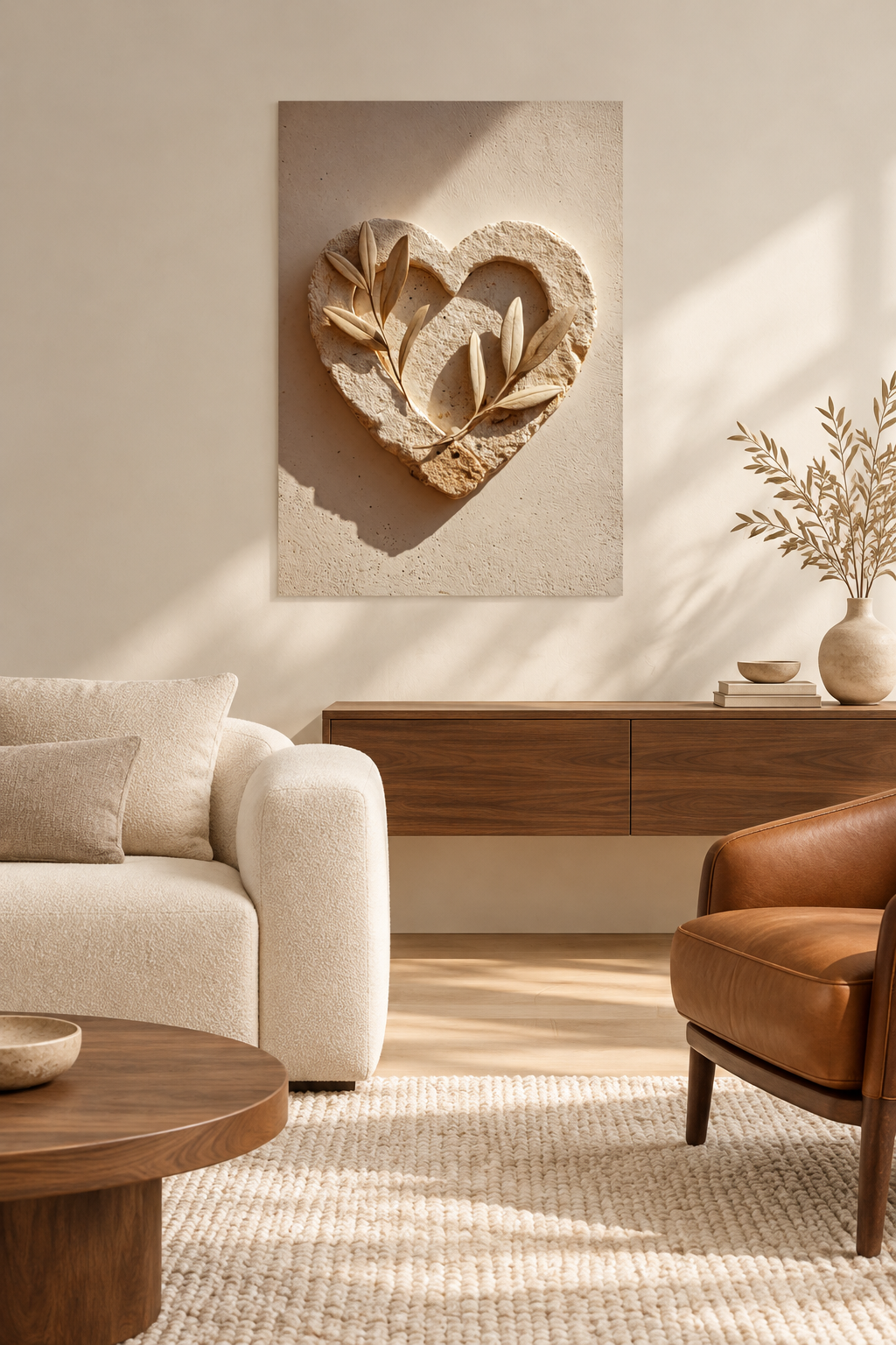 Het Hart van Kalksteen in een mediterrane woonkamer