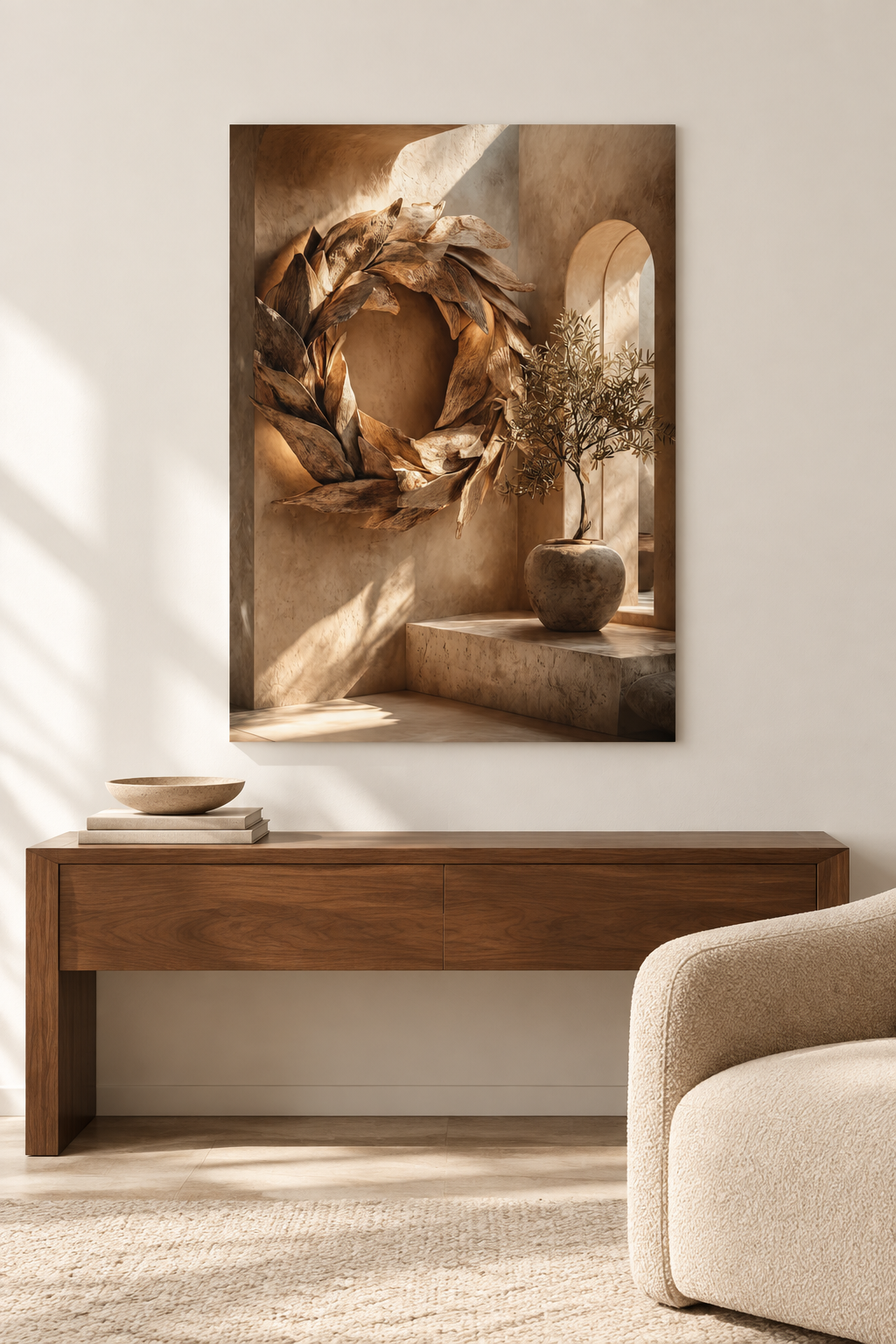 The Olive Wreath in a Mediterranean living room