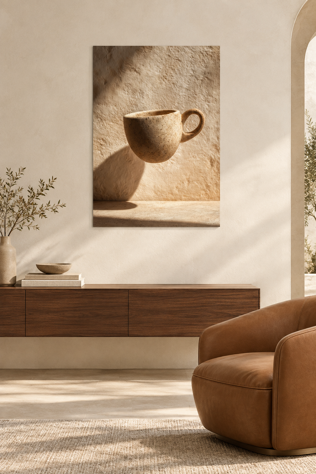 The Floating Cup in a Mediterranean living room